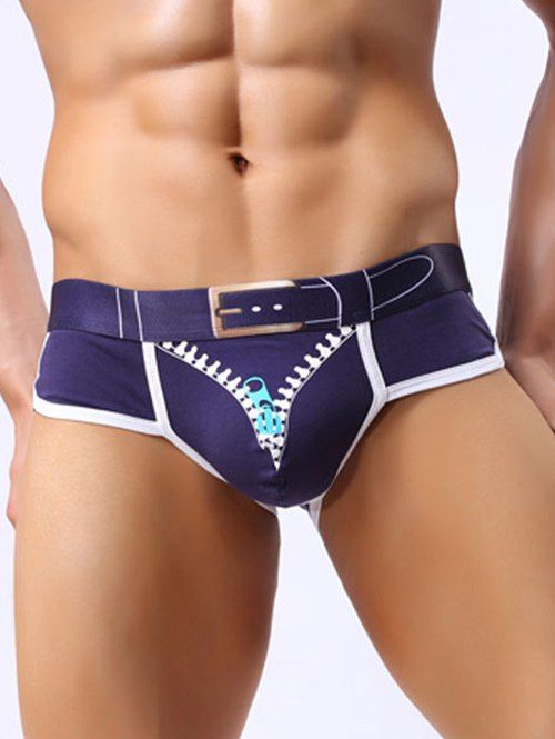 

Low Rise U Pouch Cartoon 3D Printed Funny Briefs, Deep blue