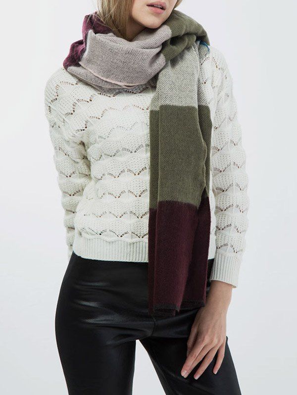 

Wide Striped Knitted Scarf, Colormix