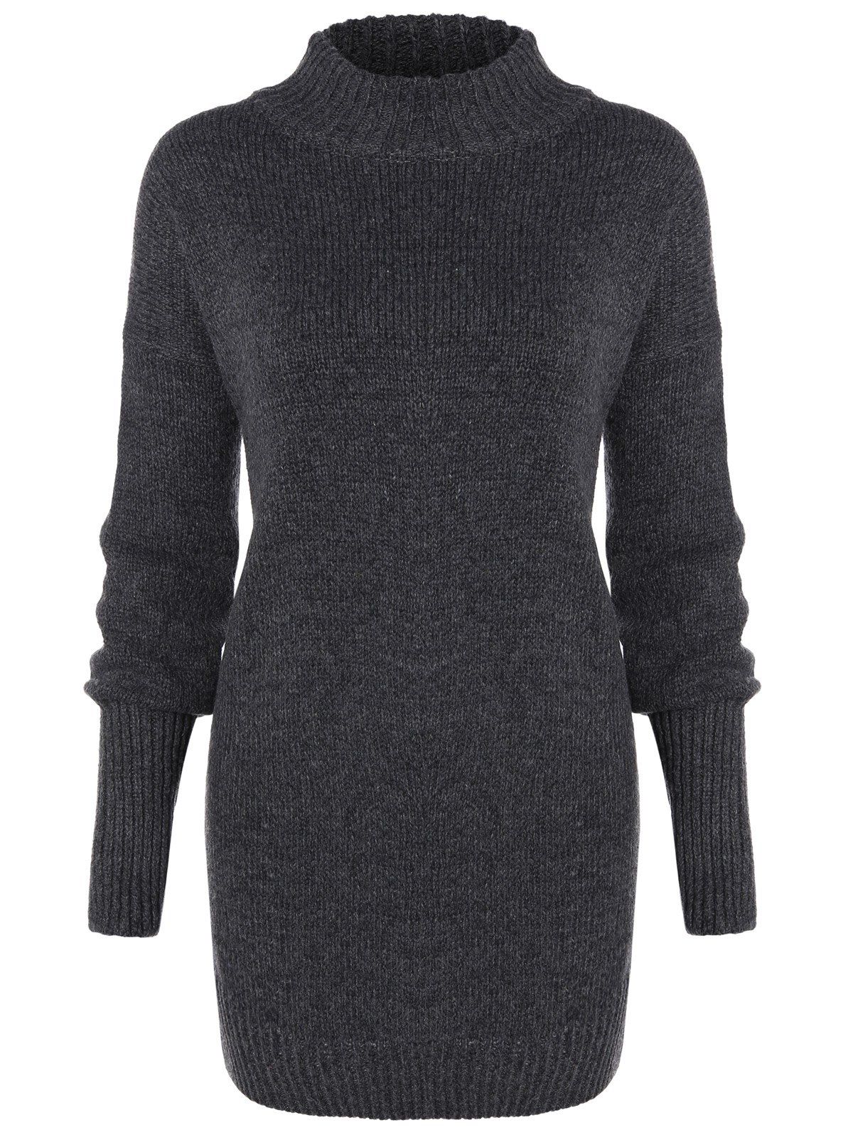 [ 44% OFF ] 2018 Long Sleeve Mock Neck Pullover Sweater In Deep Gray ...