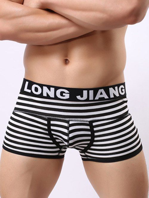 

Stripe Pattern U Convex Pouch Band Boxer Brief, White