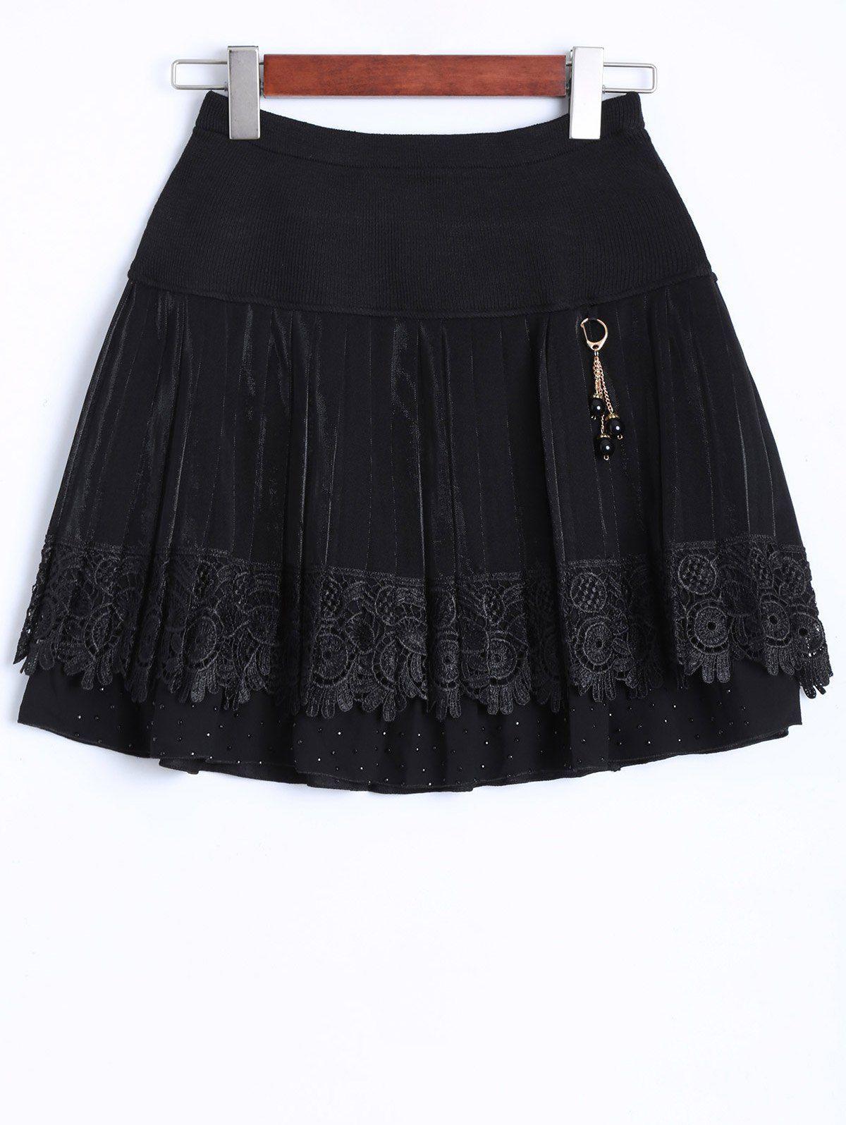 [5% OFF] Key Chain Rhinestone Lace Mini Skirt | Rosegal