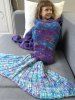 Couverture Queue de Sirène Confortable Tricotée pour Canapé Enfants - Bleu M