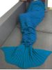 Couverture rayée en queue de sirène tricotée souple - Bleu 