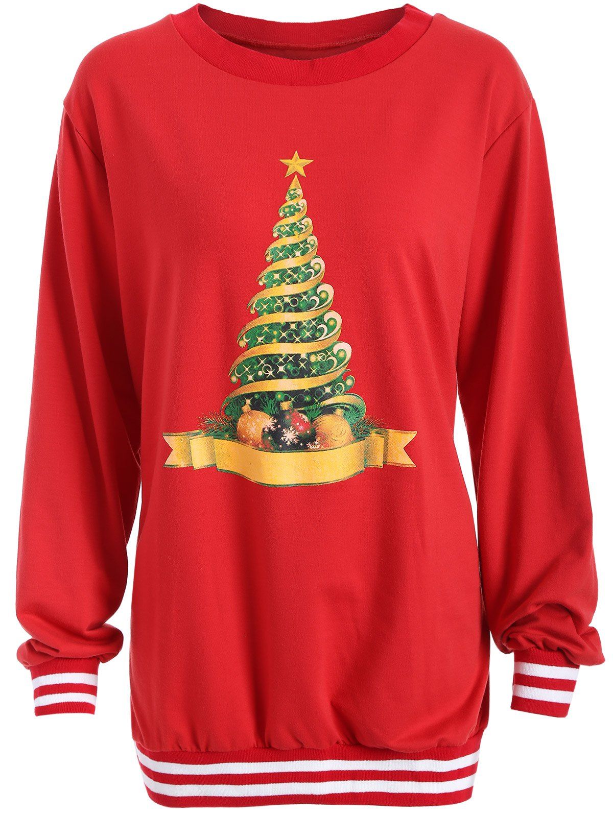 Red 3xl Christmas Tree Varsity Striped Sweatshirt | RoseGal.com