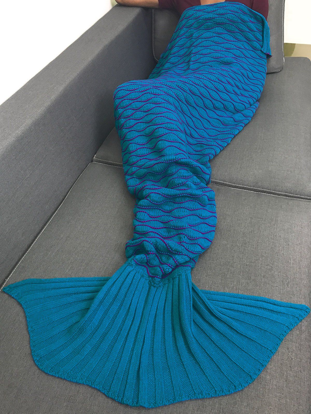 New Knitting Striped Mermaid Tail Blanket  