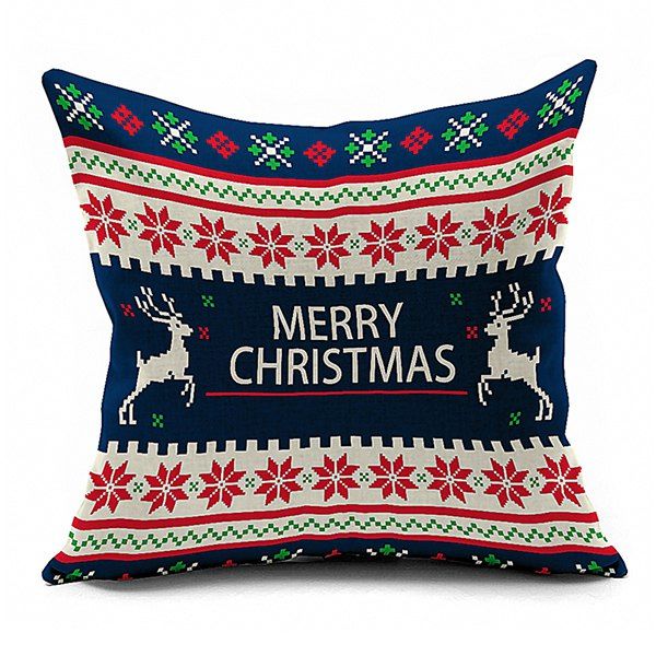 

Pillow Cover Christmas Elks Home Decoration, Cerulean