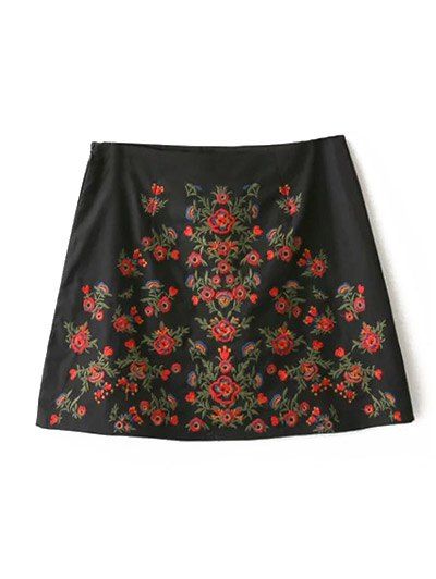 Unique A-Line Floral Embroidered Skirt  