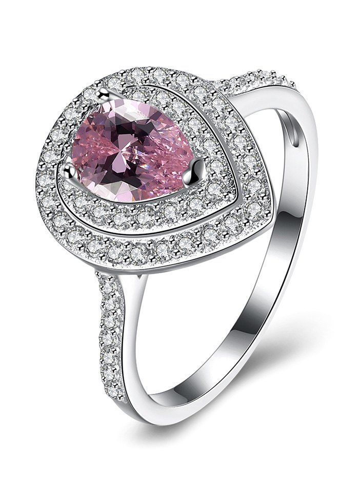 [27 OFF] S925 Artificial Diamond Teardrop Ring Rosegal