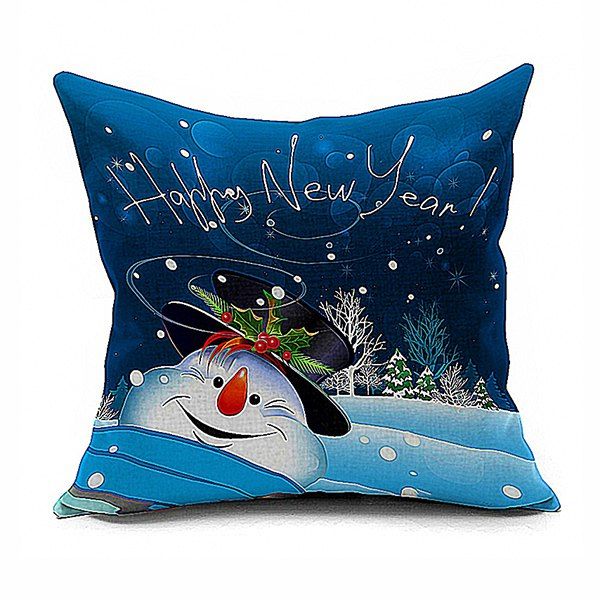 

Snowman Cartoon Christmas Cushion Throw Pillow Case, Aquamarine