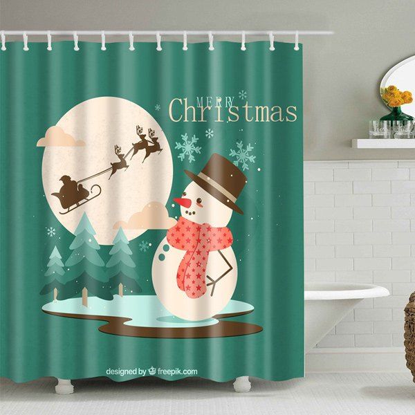 Green S Snowman Waterproof Polyester Shower Curtain Outfit Snowman Waterproof Polyester Shower Curtain