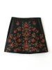A-Line Floral Embroidered Skirt -  