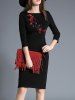 Floral Embroidered Sheath Dress -  