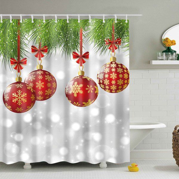 

Christmas Decor Polyester Waterproof Shower Curtain, Gray