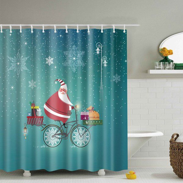 Blue M Santa Claus Waterproof Christmas Cartoon Shower