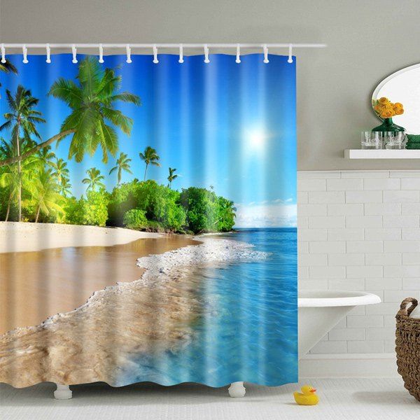 52 Off 3d Beach Polyester Waterproof Bath Shower