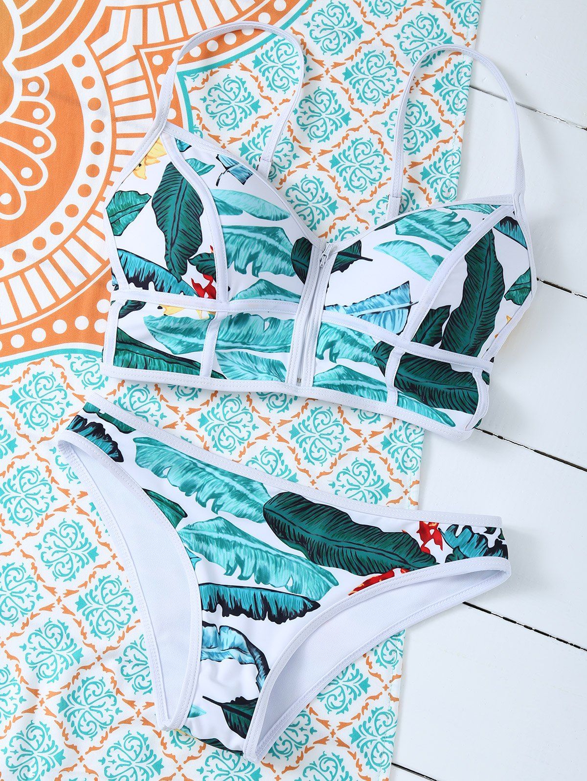 

Zippered Tropical Bikini Set, Floral
