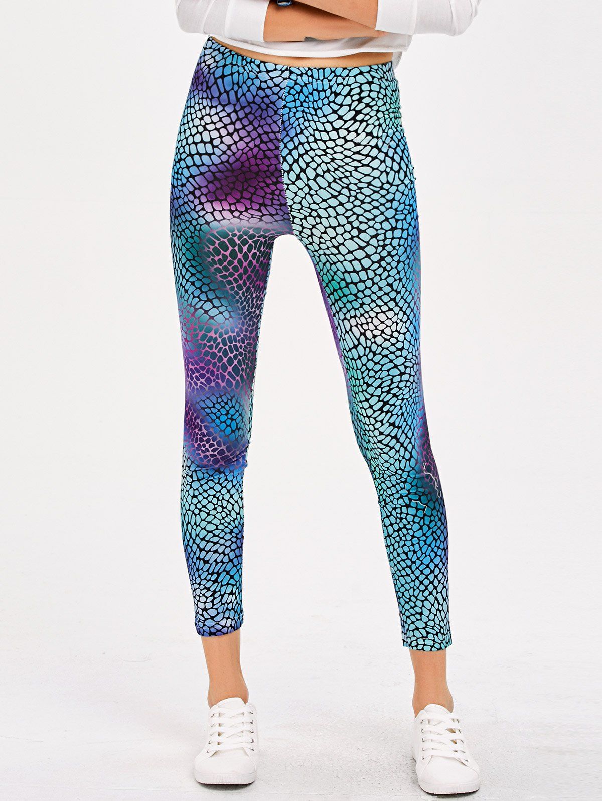 [8 OFF] Printed Slimming Stretchy Leggings Rosegal