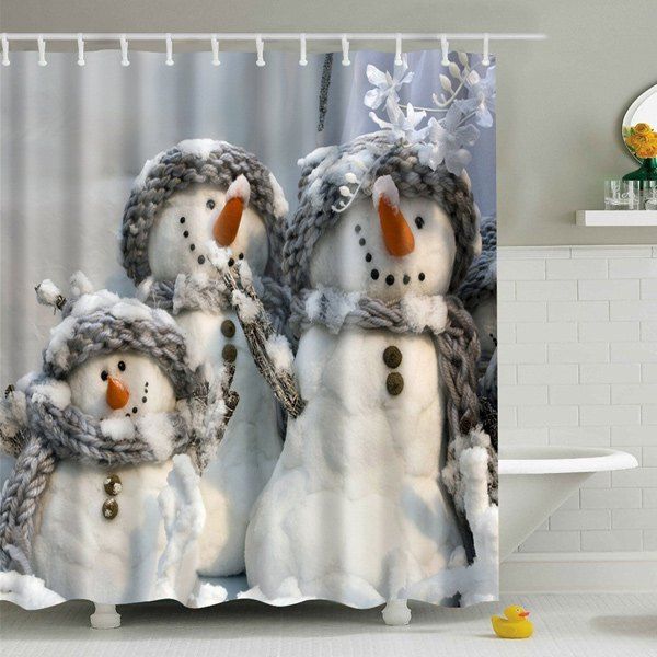 50 Off Snowman Printed Fabric Waterproof Shower Curtain