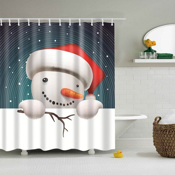 

Snowman Print Merry Christmas Cartoon Shower Curtain, Colormix