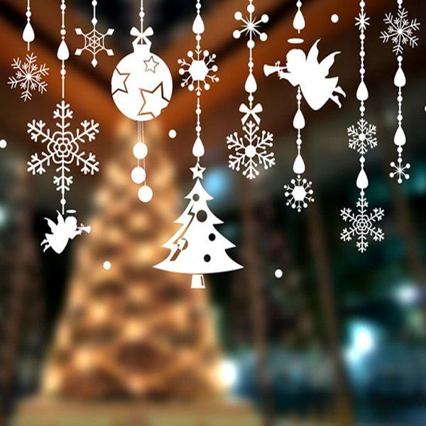 

Removable DIY Pendants Christmas Window Wall Stickers, White