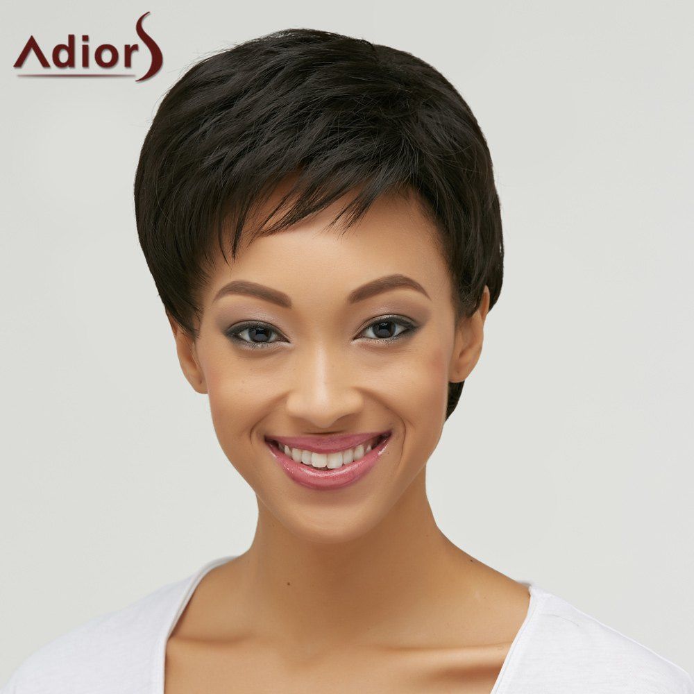 

Short Straight Side Bang Boy Cut Heat Resistant Fiber Wig, Black