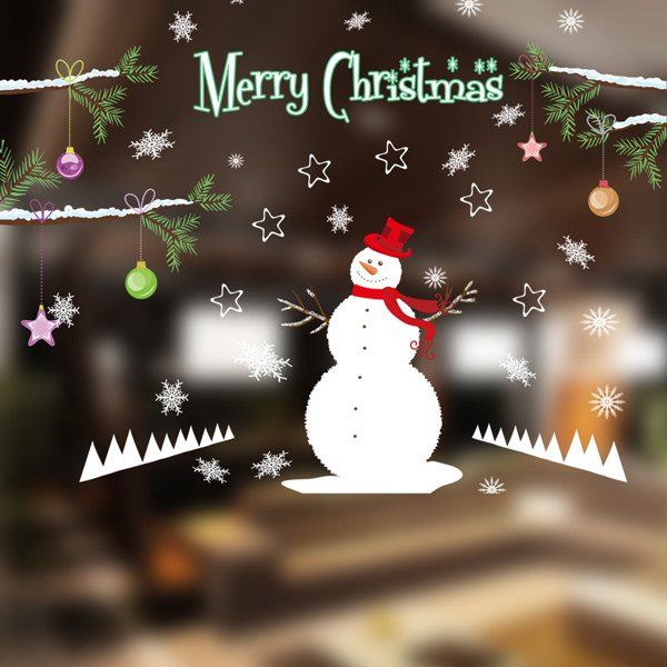 

Removable DIY Snowman Pattern Christmas Wall Stickers, White