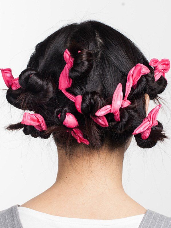

6 Pcs Polka Dot Pattern DIY Hair Rollers, Pink