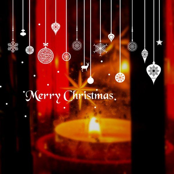 

Merry Christmas DIY Pendants Removable Wall Stickers, White