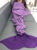 Couverture motif sirène tricotée à rayures - Pourpre  