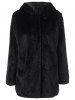 Manteau duveteux à capuche en fausse fourrure -  
