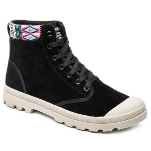 Tribe Pattern Colour Block Tie Up Boots