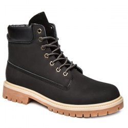 Suede PU Leather Lace Up Boots