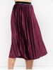 Pleated Midi Velvet Skirt -  