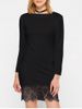 Lace Hem Long Sleeve Jersey T-shirt Dress -  