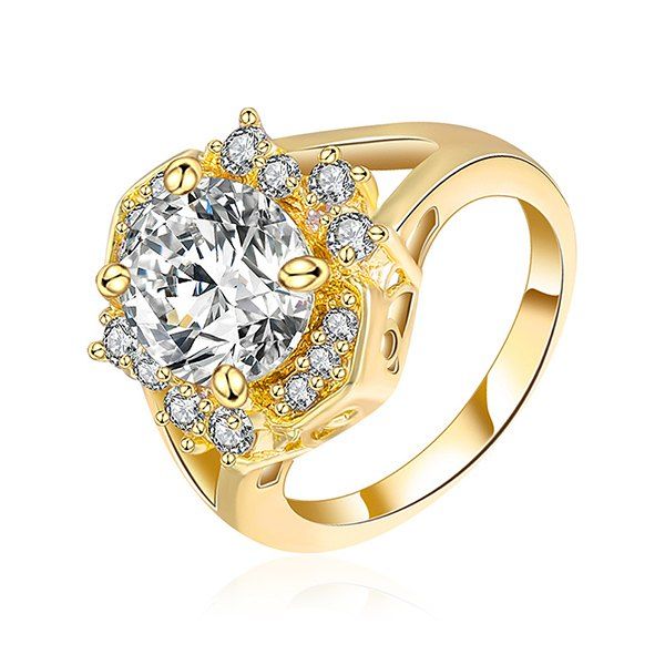 

Rhinestone Oval Ring, Golden