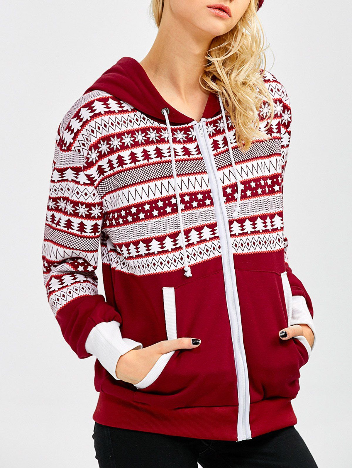 zip up christmas hoodie