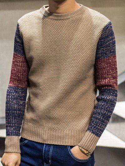 Fancy Color Block Pullover Crew Neck Sweater  