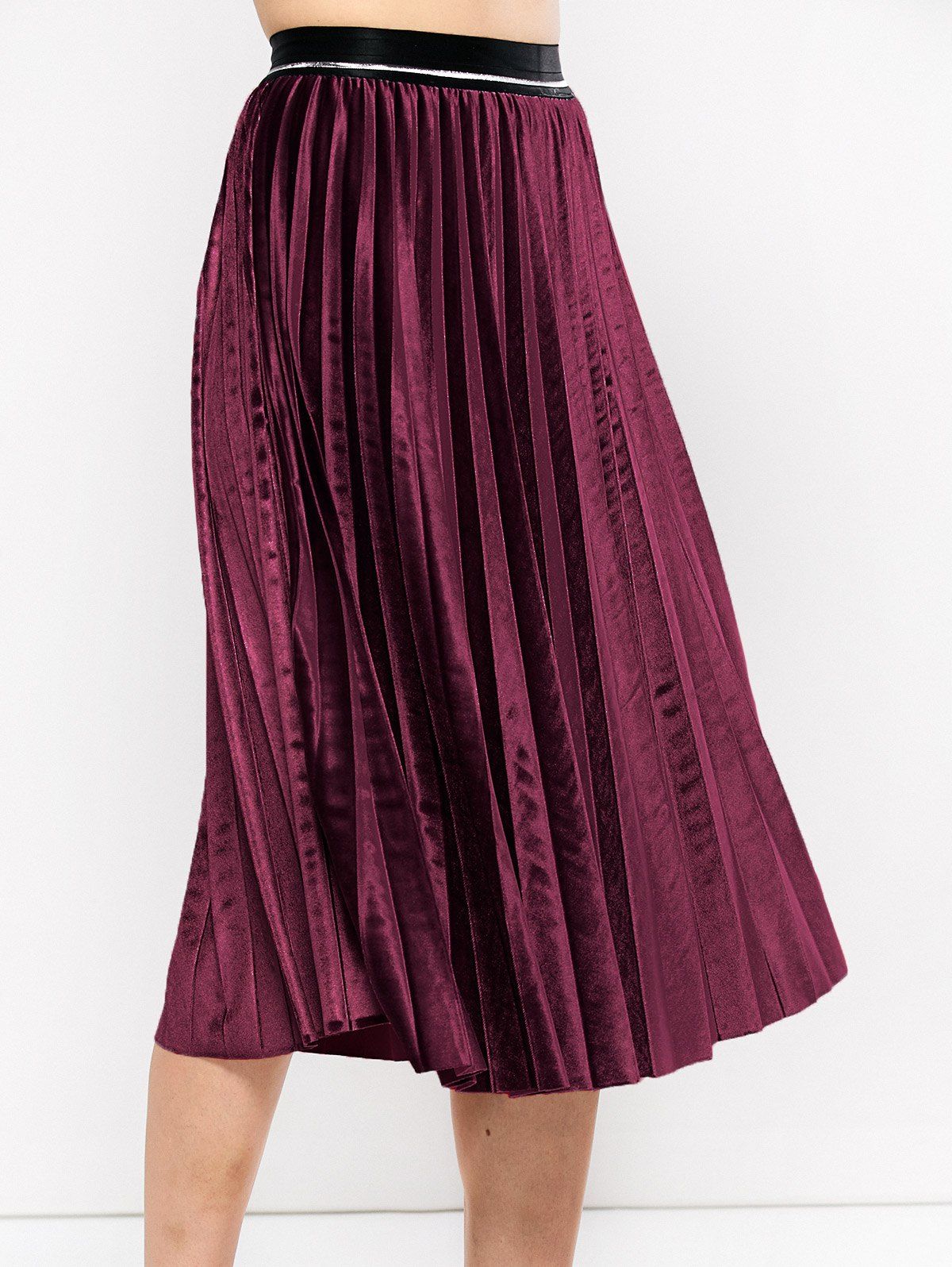 Best Pleated Midi Velvet Skirt  