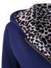 Plus Size Zipper Leopard Pullover Hoodie -  