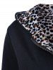Plus Size Zipper Leopard Pullover Hoodie -  