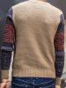 Color Block Pullover Crew Neck Sweater -  