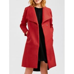 Wool Blend Long A Line Wrap Coat With Belt