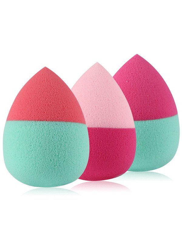 

3 Pcs Two Tone Teardrop Shape Makeup Sponges, Red