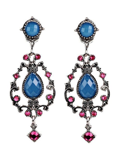

Bohemian Water Drop Rhinestone Earrings, Blue