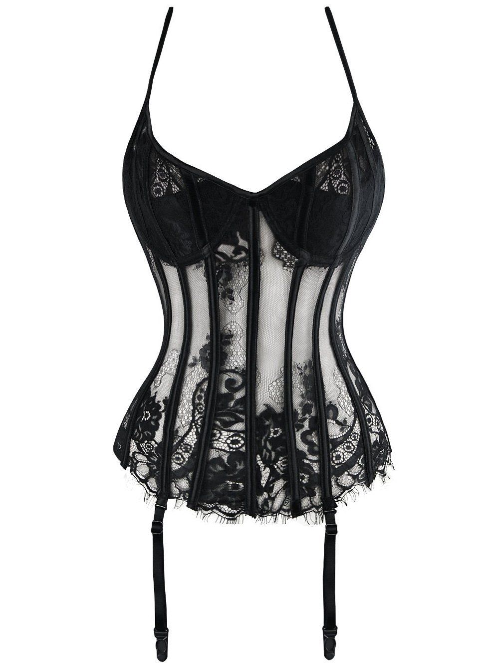 [26% OFF] Halter Lace See-Thru Corset | Rosegal