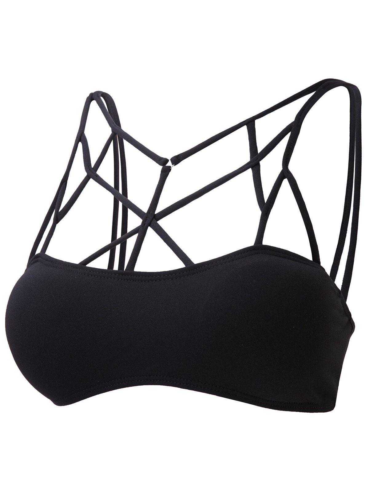 

Full Coverage Strappy Cut Out Sports Bra, Black