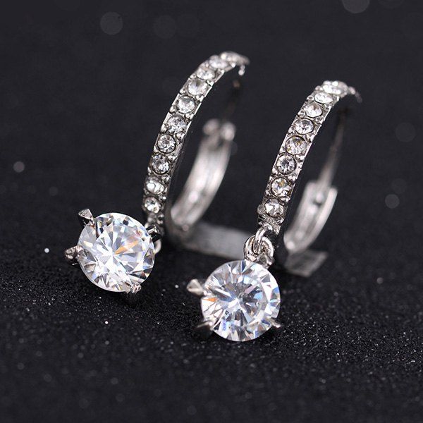 

Rhinestone Round Earrings, Silver