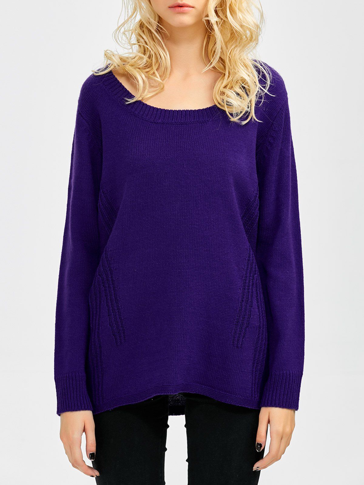

Scoop Neck Relaxed Sweater, Violet