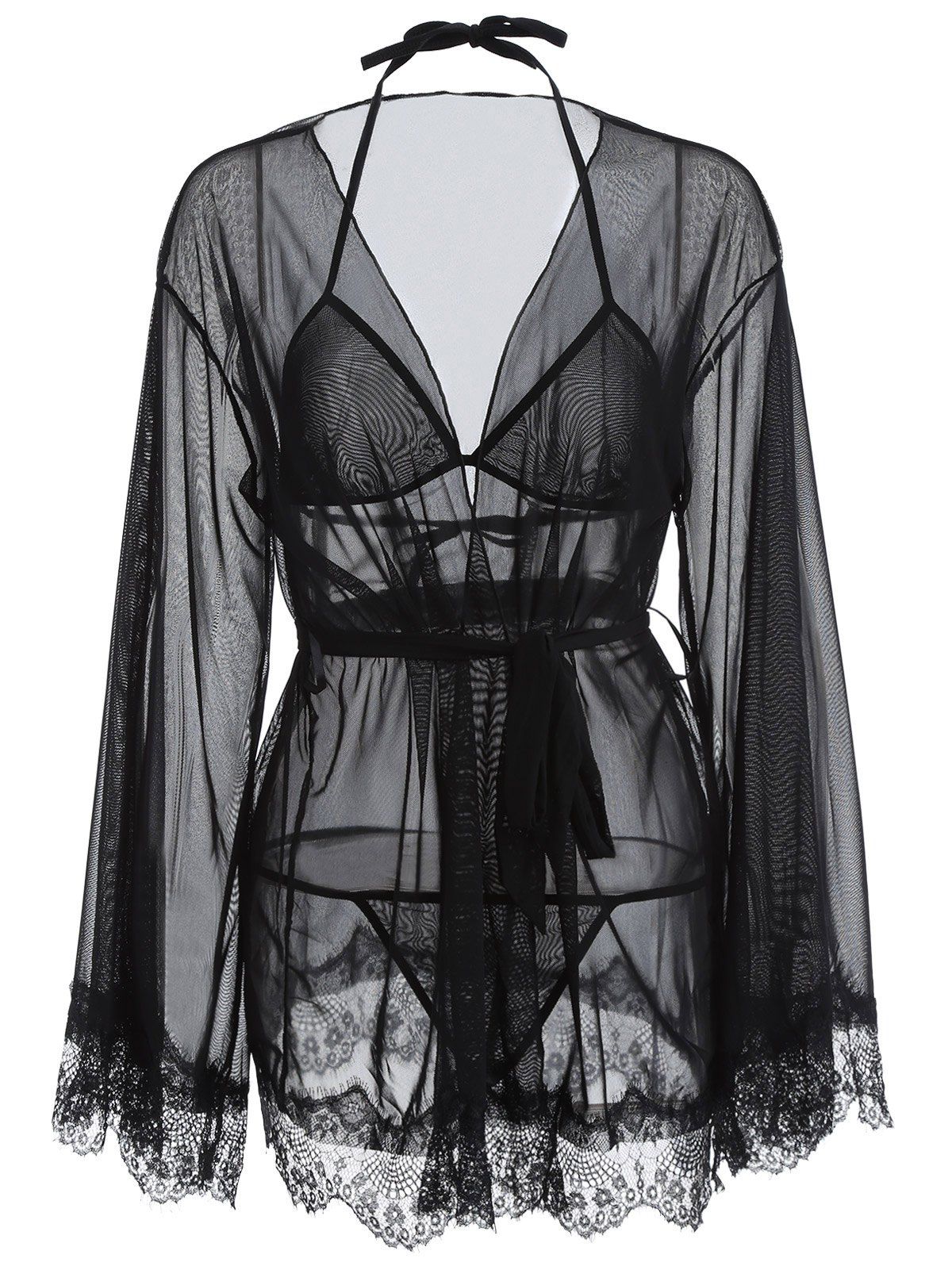long sheer mesh robe