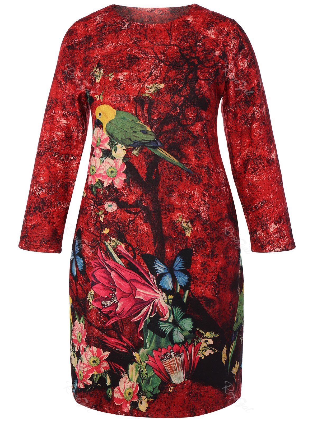 

Chinese Painting Plus Size Dress, Red